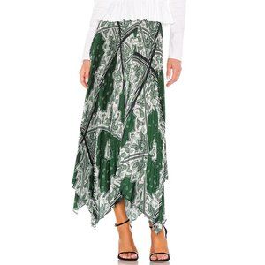 NWT- Petersyn x Revolve Green Pleated Paisley Print Maxi Skirt - Victoria Size S